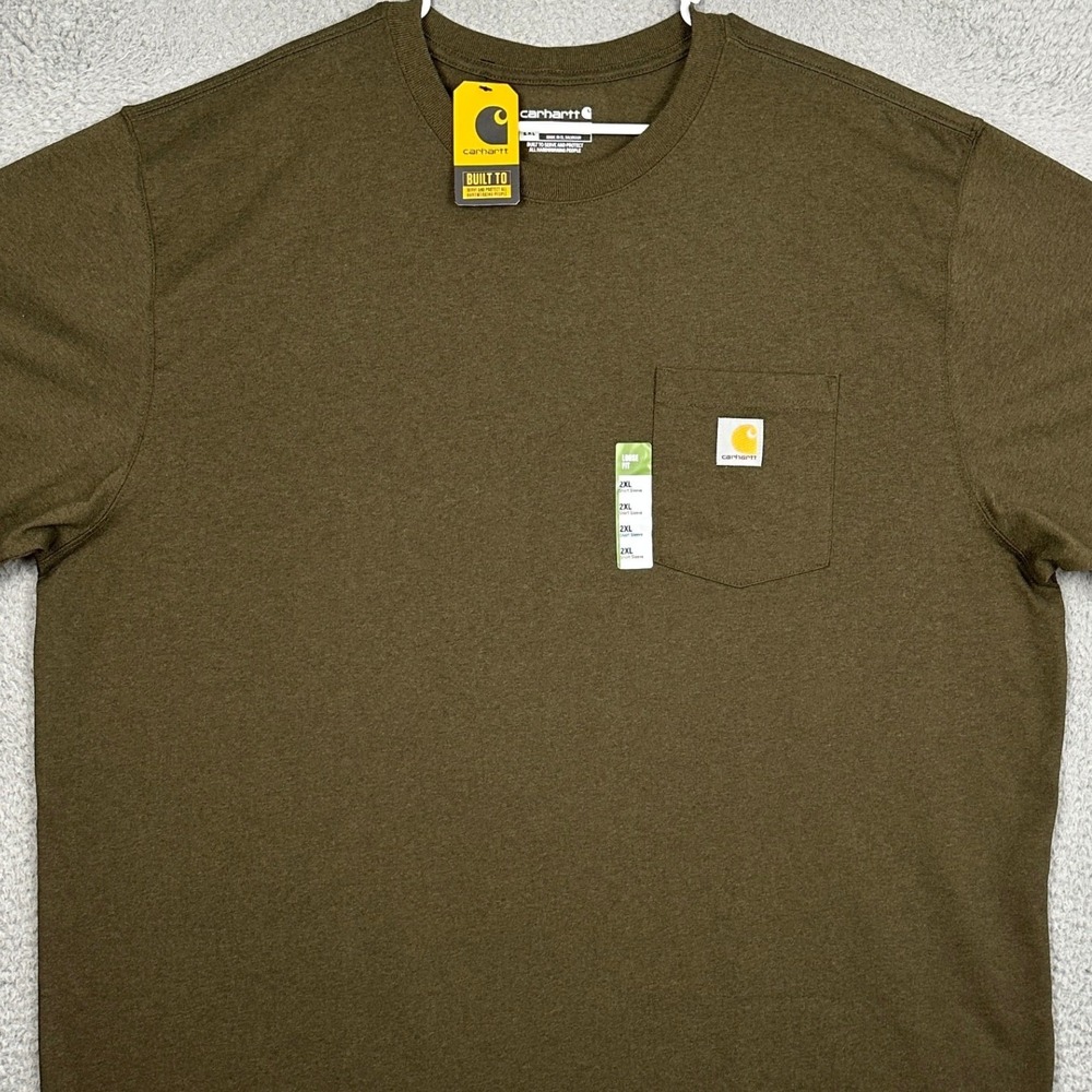 NEW Carhartt T-Shirt Men 2XL K87-M Loose Fit Olive Green Pocket Tee Short Sleeve
